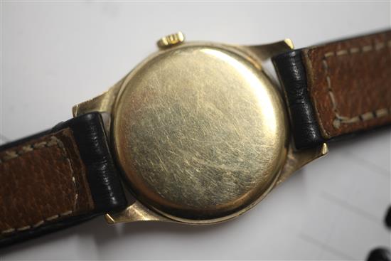 A gentlemans early 1950s 9ct gold mid size Rolex manual wind wrist watch,